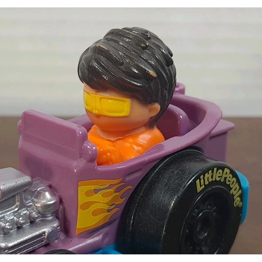 2019 Fisher Price Little People‎ Wheelies Purple Hot Rod GMJ23 Orange Shirt
